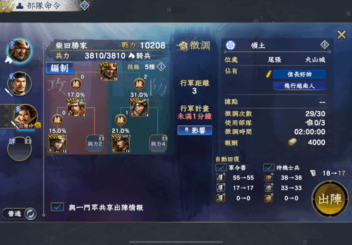 信長之野望霸道 佔領土地的好處 徵調