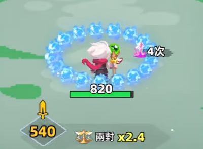 《點點英雄：骰子傳說》角色旁邊顯示彈射次數的介面畫面